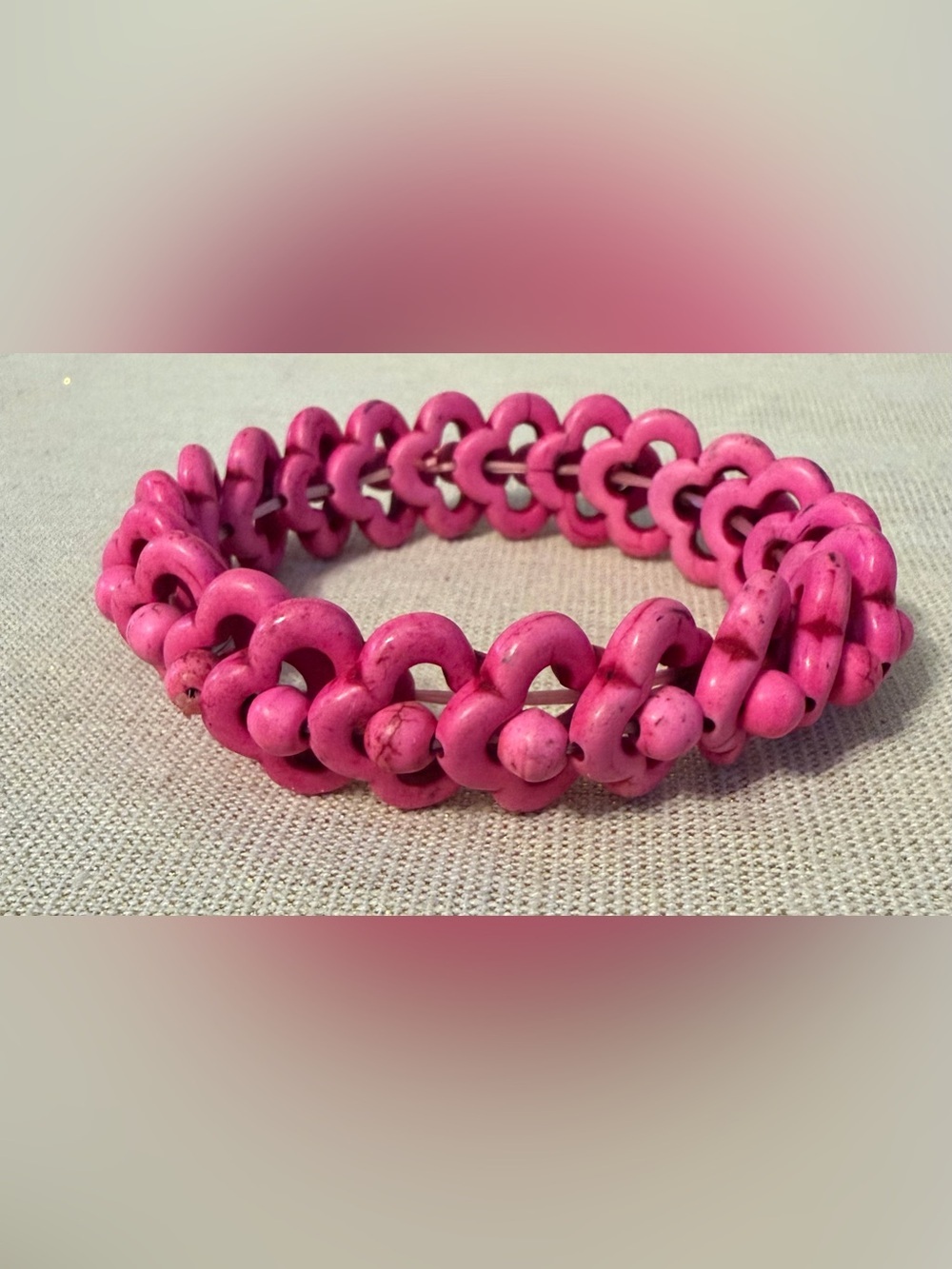 Pink Floral Link Beaded Bracelet - Women Jewelry